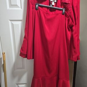 Elegant Red Dress with Lace Details Size 20 Reg. $260